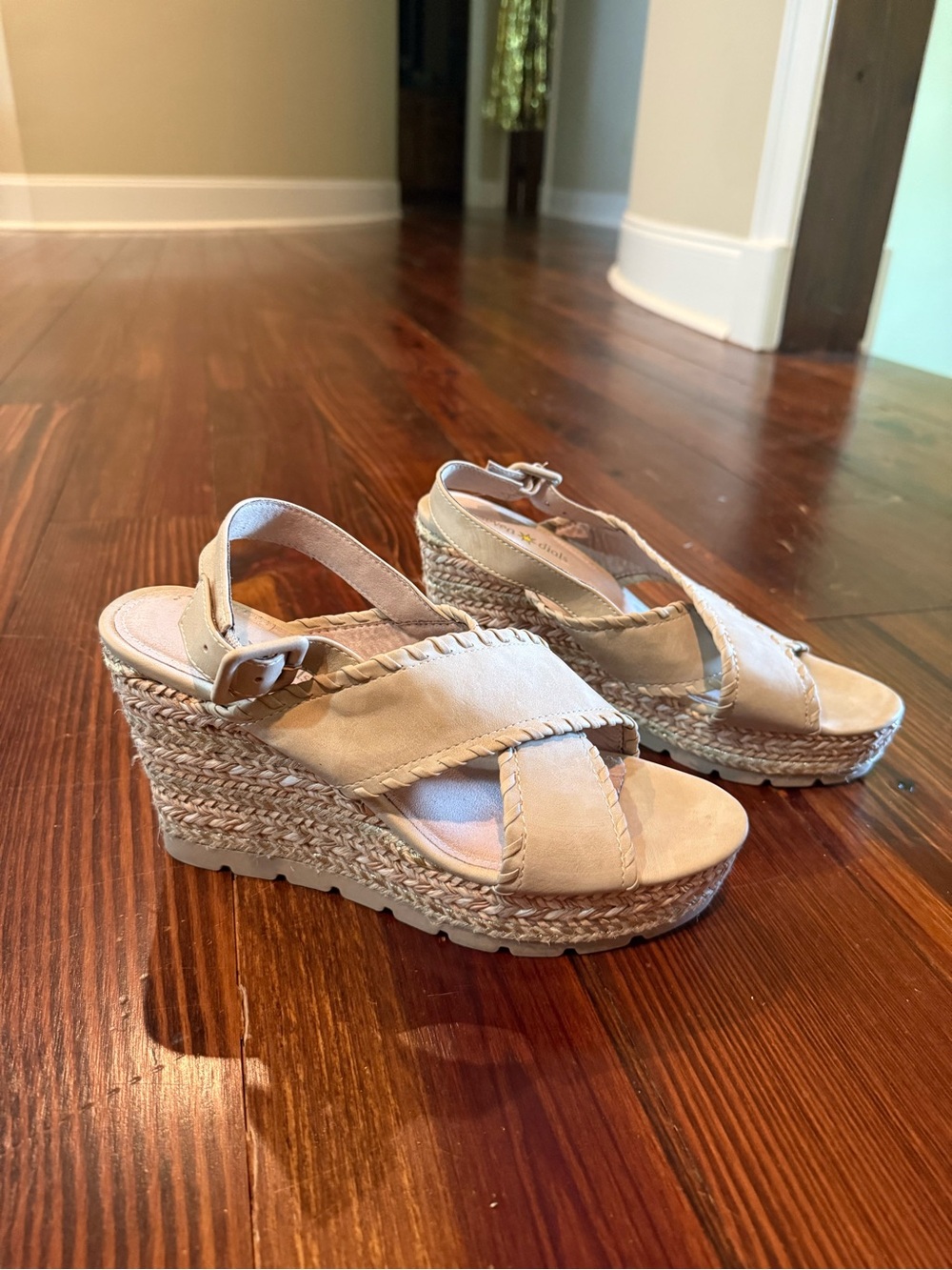 Beige Wedge Espadrille Sandals
